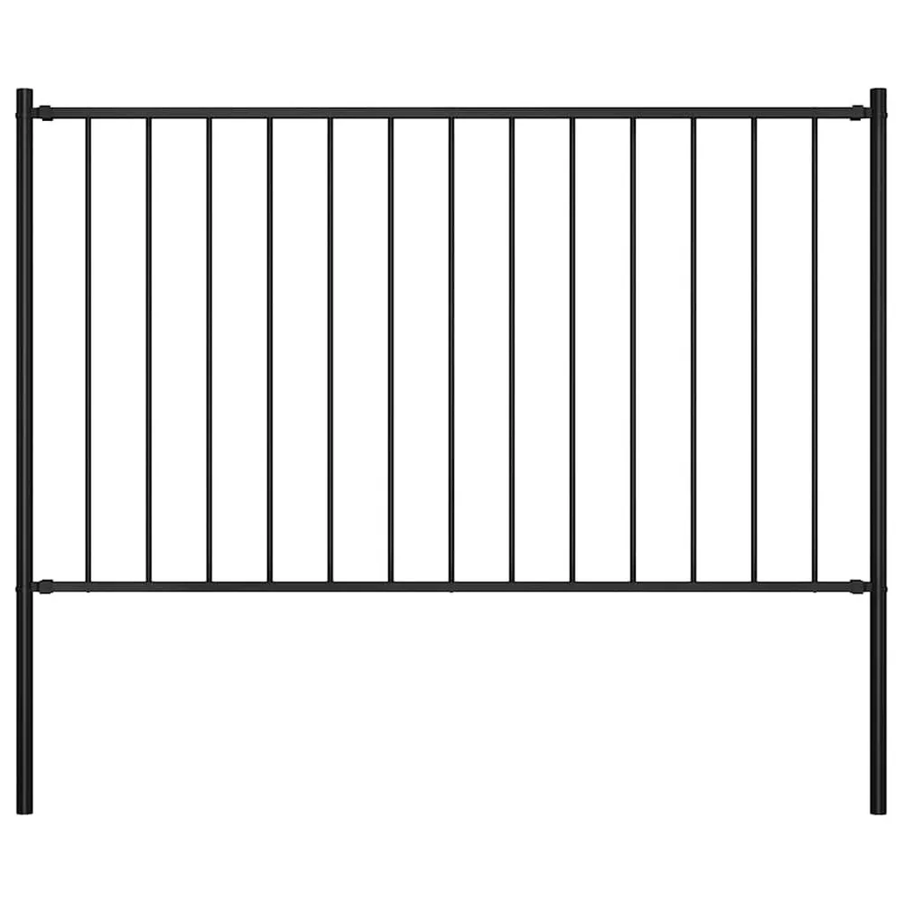 Hekpaneel met palen 1,7x1,25 m gepoedercoat staal zwart