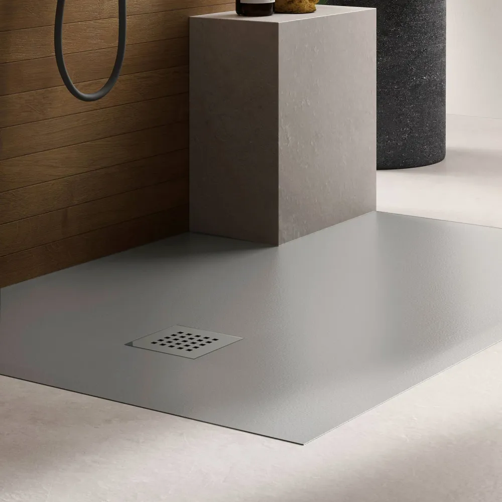 High pressure aardewerk shower tray polished effect 140x80 color Cement Petra H3