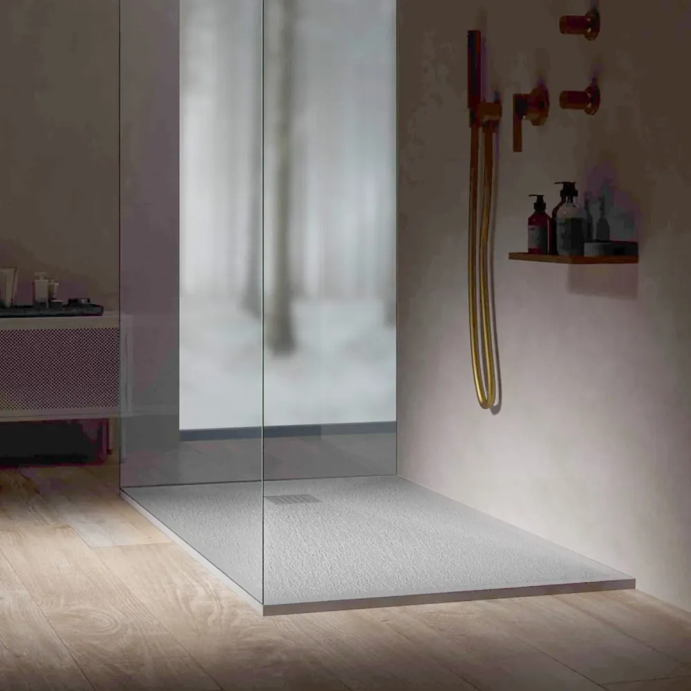 High pressure keramisch shower tray slate effect 140x80 color Cement Petra H3
