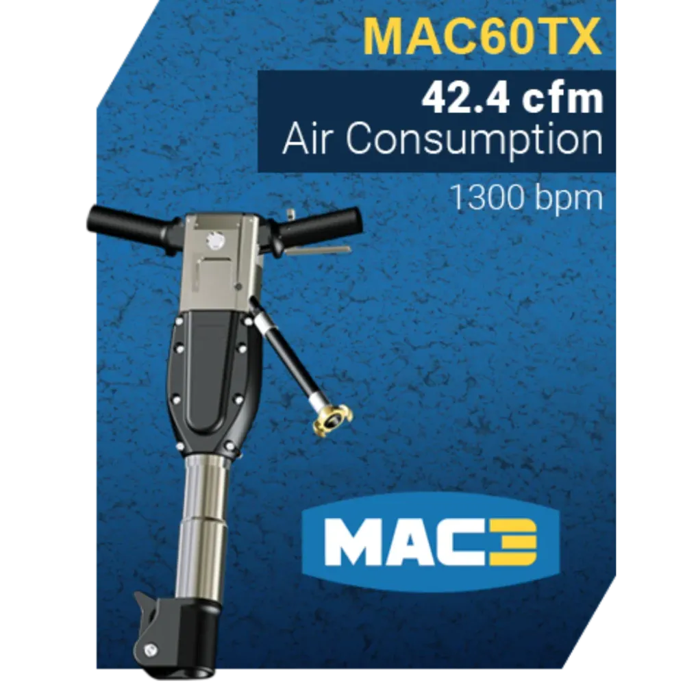 MAC3 MAC 60TX Pneumatic Paving Breaker 1.25" Hex - Vibration-Reduction Handles