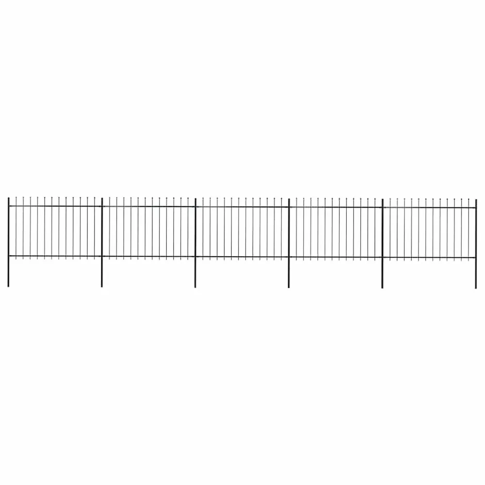 Tuinhek met speren bovenkant 8,5x1,2 m staal zwart