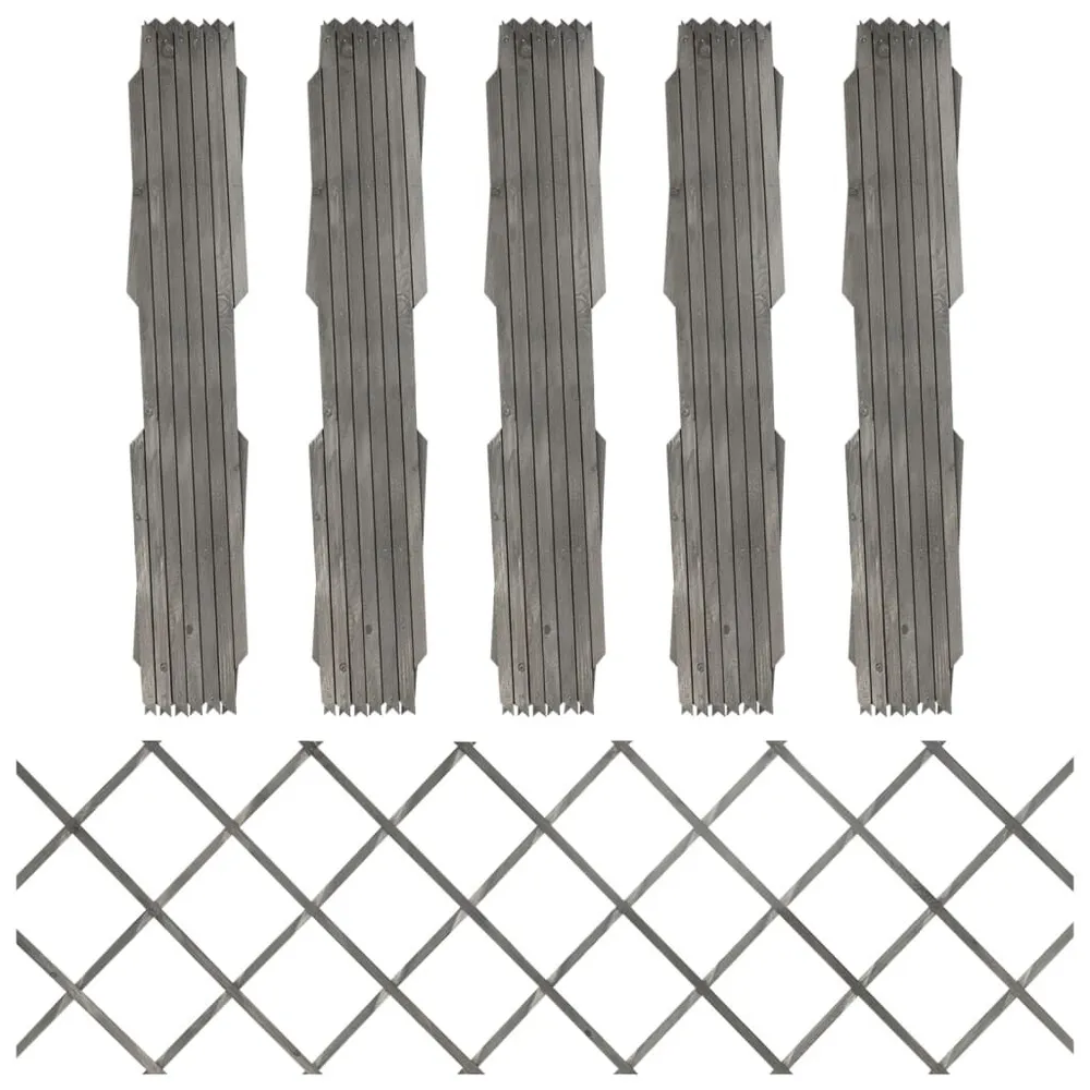 Tuinlatwerken 5 st 180x60 cm massief vurenhout grijs