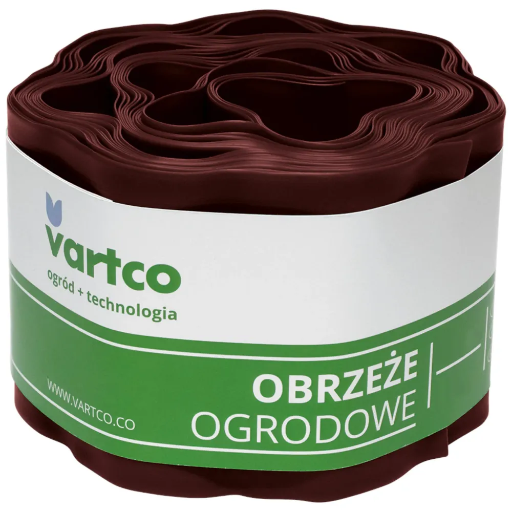 Vartco - Gazon rand | tuin hek golvende | tuin Palissade wortel barrière Poly 10cm x9m Bruin