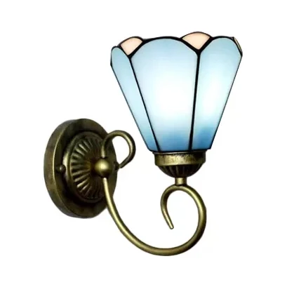 Mini Sconce Light Tiffany Style Glas--lood Enkel zwak Wandmontagelicht voor slaapkamer | Snel Thuisbezorgd