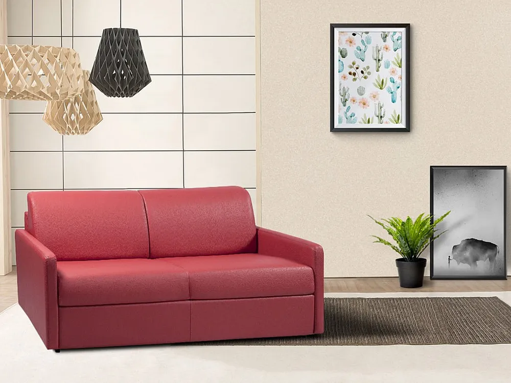 Met Laser-etsing Vierzits express bedbank 14 cm Kunstleer Taupe CALIFE