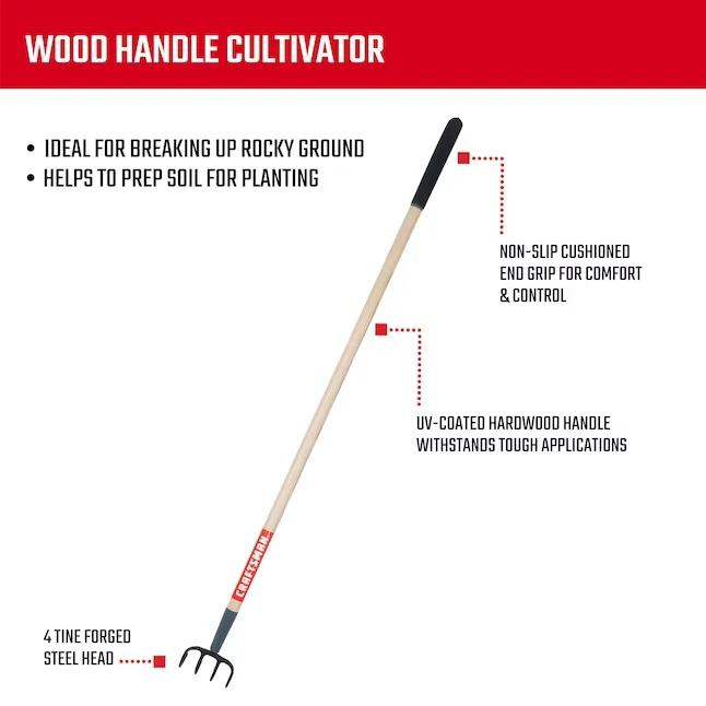 Professionele Nauwkeurige CRAFTSMAN Fixed 4-Tine Long-handle Cultivator