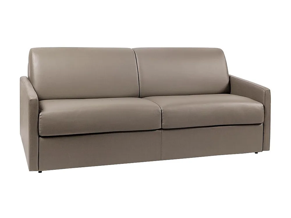 Vierzits express bedbank 22 cm Kunstleer Taupe CALIFE - Met Inklapbaar Blad