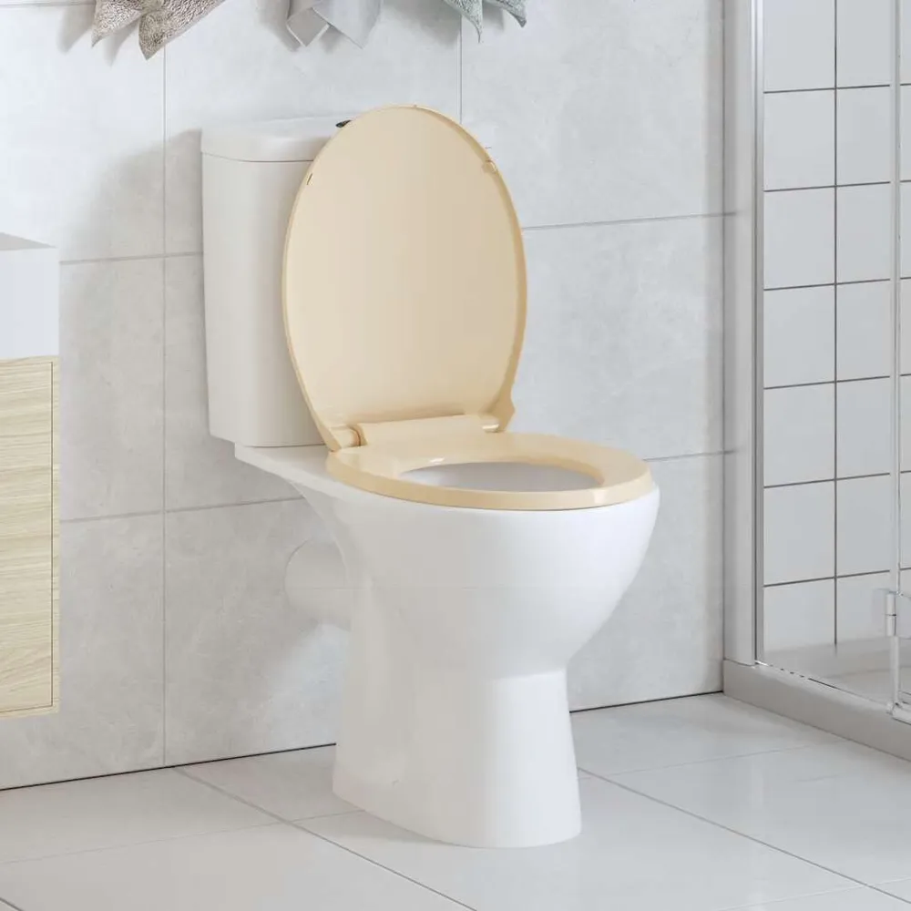 Toiletbril soft-close en quick-release ovaal natuurtint