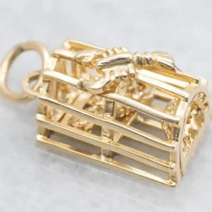 Polished Gold Lobster Trap Charm