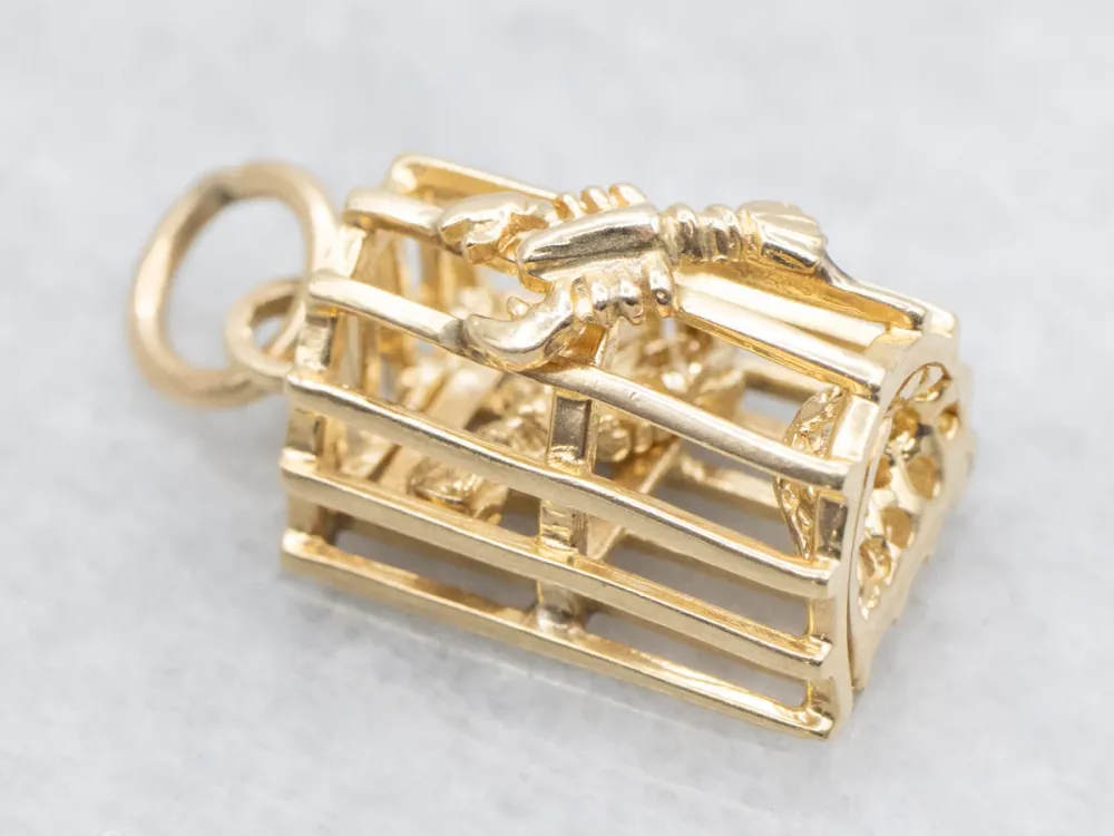Polished Gold Lobster Trap Charm