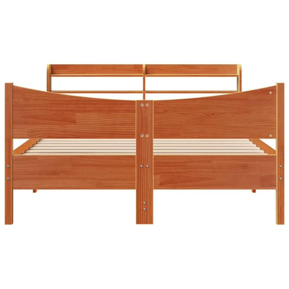 Bedframe met hoofdbord massief grenenhout wasbruin 120x190 cm
