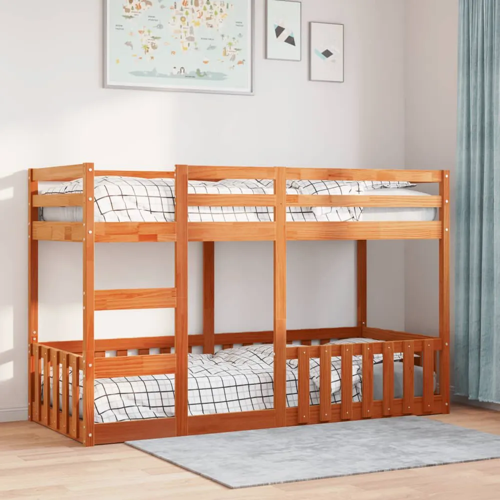 Stapelbed massief grenenhout wasbruin 90x190 cm