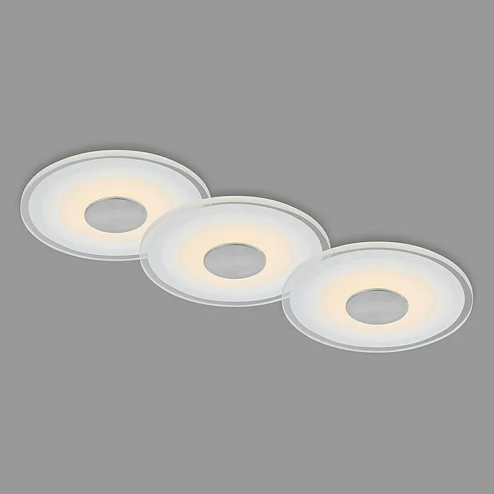 Briloner Led-inbouwspotset - Ø x h: 120 cm x 36 mm, Aluminium, 3 st., Zacht wit