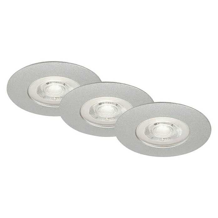 Briloner Led-inbouwspotset - Ø x h: 90 cm x 25 mm, Chroom, 3 st., Gastvrij wit