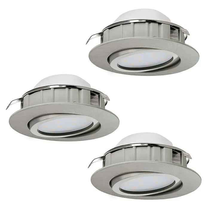 Eglo Led-inbouwverlichting Saliceto - Knus wit, Diameter: 8,8 cm, Nikkelmat, 3 st.
