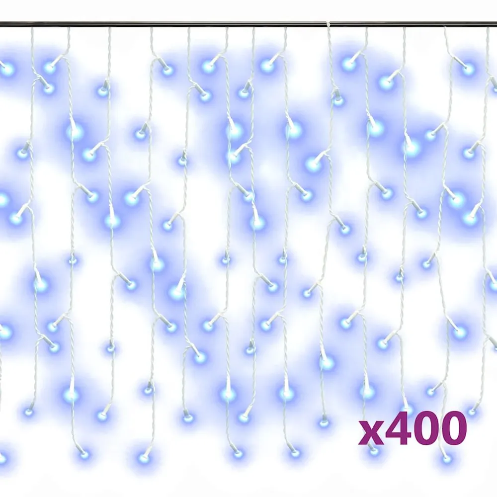 Lichtgordijn met 400 LED's en 8 functies 10 m blauw