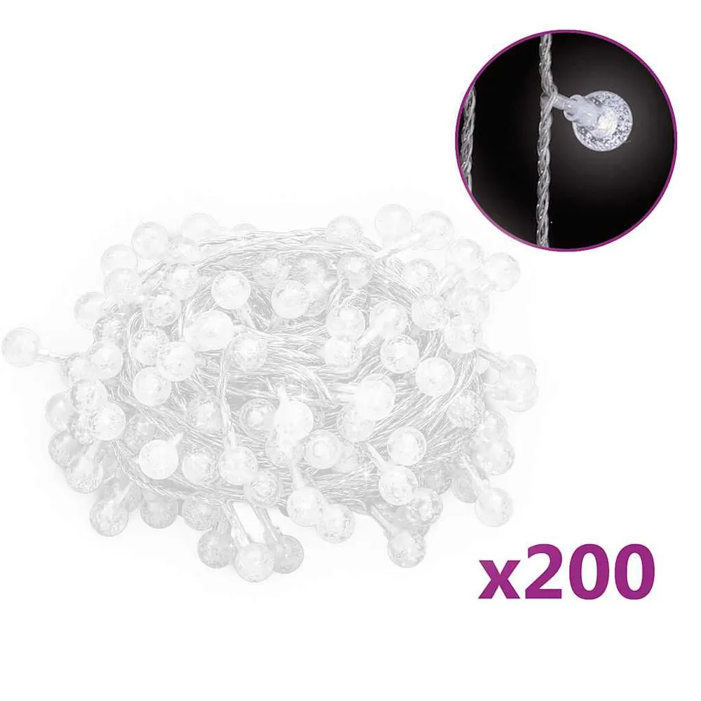 Lichtsnoer met 200 LED's 8 functies koudwit 20 m