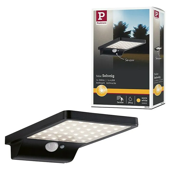 Paulmann Solar-wandledlamp voor buiten - Schemersensor, Kunststof, Gastvrij wit