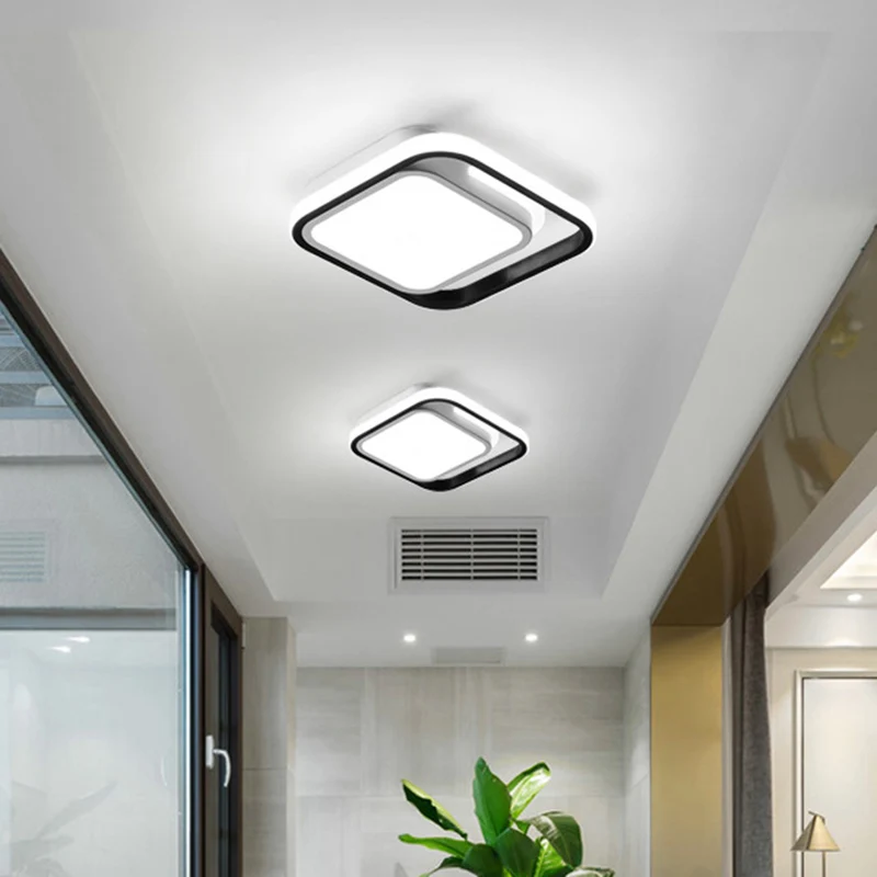 Vierkante inbouwverlichting Eenvoudige metalen LED zwarte inbouwplafondlamp voor gang wit/warm/3 kleuren helder