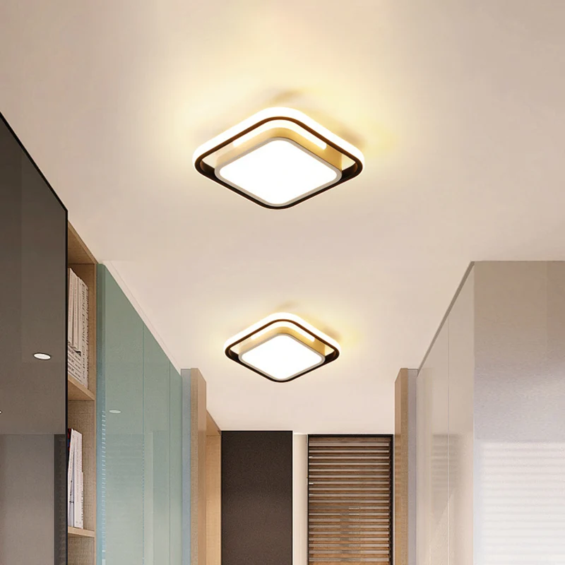 Vierkante inbouwverlichting Eenvoudige metalen LED zwarte inbouwplafondlamp voor gang wit/warm/3 kleuren helder