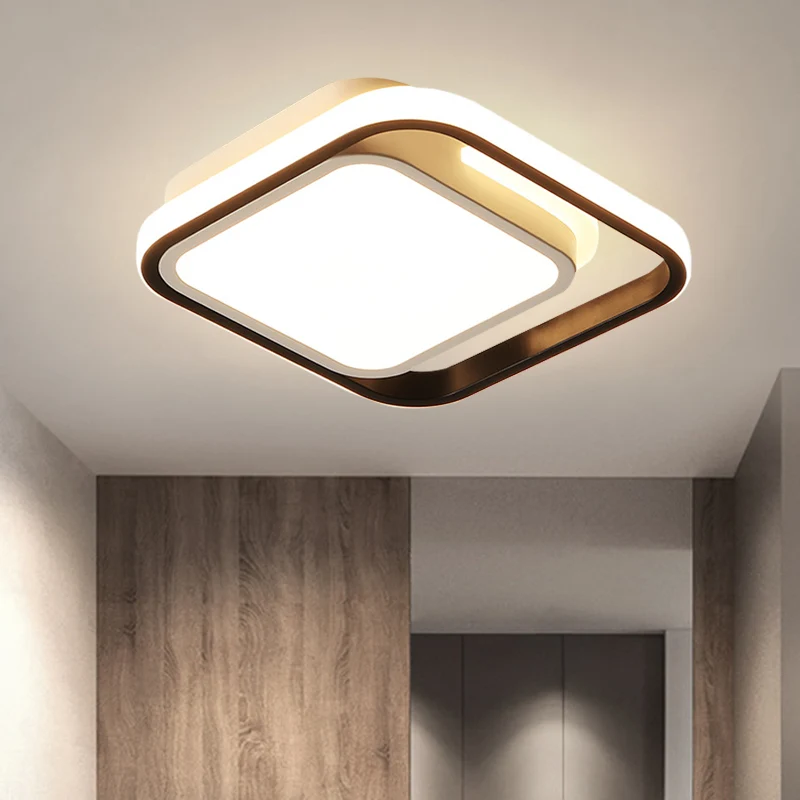 Vierkante inbouwverlichting Eenvoudige metalen LED zwarte inbouwplafondlamp voor gang wit/warm/3 kleuren helder