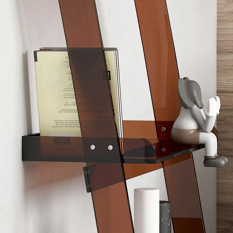 EN131 Gecertificeerde Contemporary Plexiglas Bookcase Ladder Open Back Bookshelf Shelves Grey