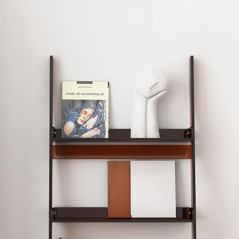 EN131 Gecertificeerde Contemporary Plexiglas Bookcase Ladder Open Back Bookshelf Shelves Grey