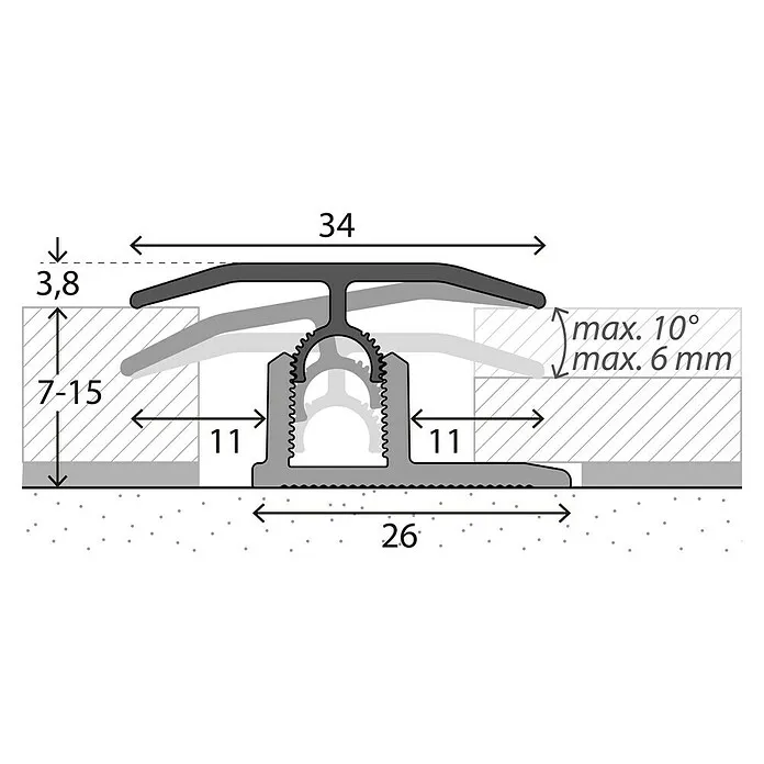 Professionele Industriële MyStyle MyArt Universeel profiel Hickson Larch - 1 m x 34 mm x 15 mm, Montagemethode: Insteken