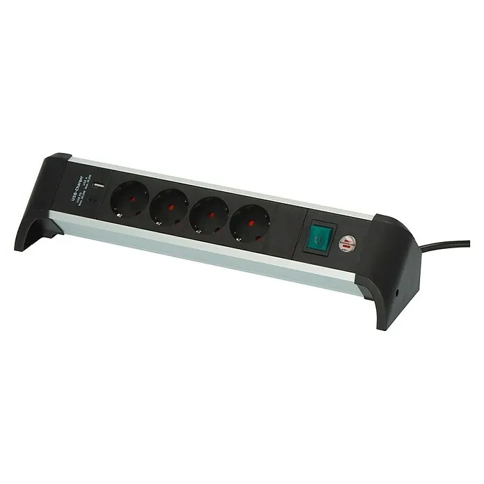 Verlengkabel Brennenstuhl Premium-Alu-Line Stekkerdoos met USB en C Power Delivery - Kabellengte: 1,8 m