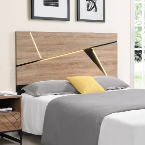 Energiezuinige LED Hoofdeinde 170 cm met ledverlichting, naturel en zwart - EDENIO