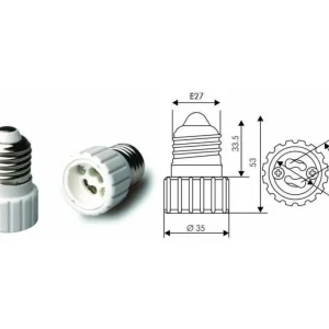 Adapter E27 naar GU10 voor eenvoudige lampcompatibiliteit thuis.