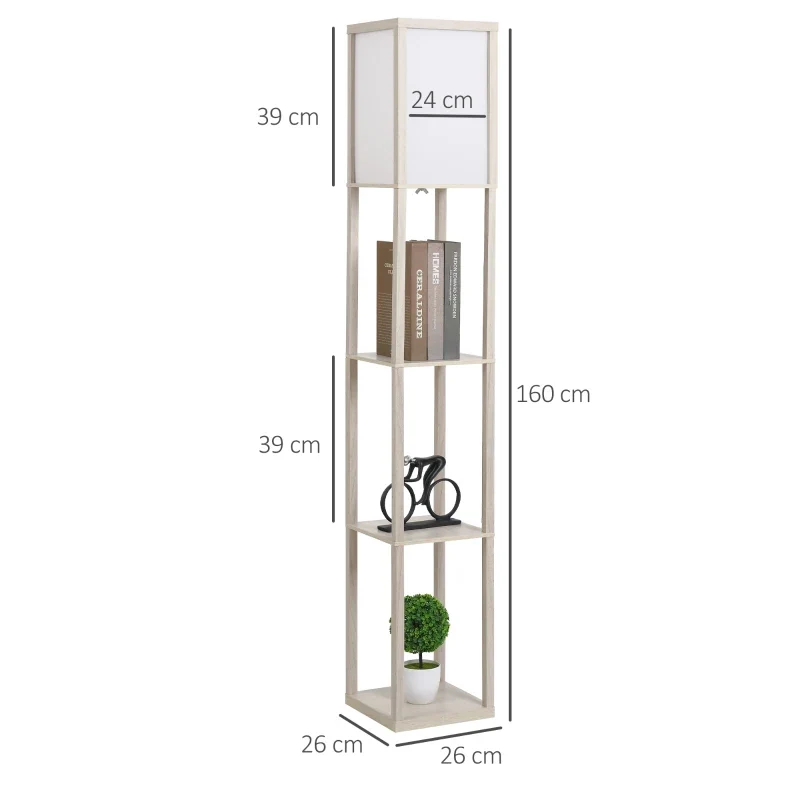 Nancy's Arcugnano Vloerlamp - Staande Lamp - Verlichting met Opbergplanken - Eiken Aosom
