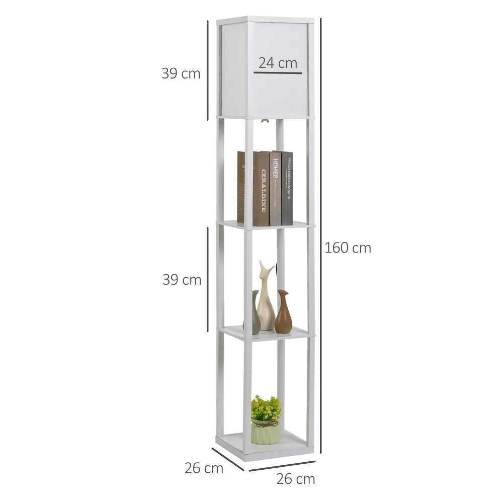 Nancy's Seara Vloerlamp - Staande lamp - Staande Verlichting - Wit - MDF Aosom