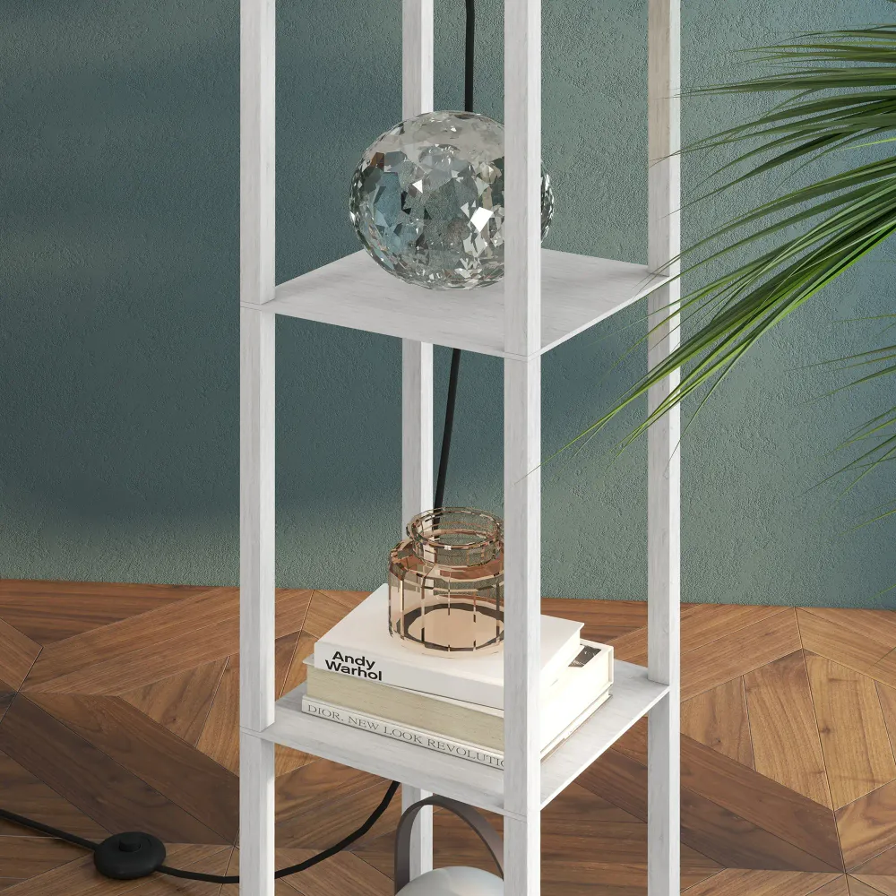 Nancy's Seara Vloerlamp - Staande lamp - Staande Verlichting - Wit - MDF Aosom