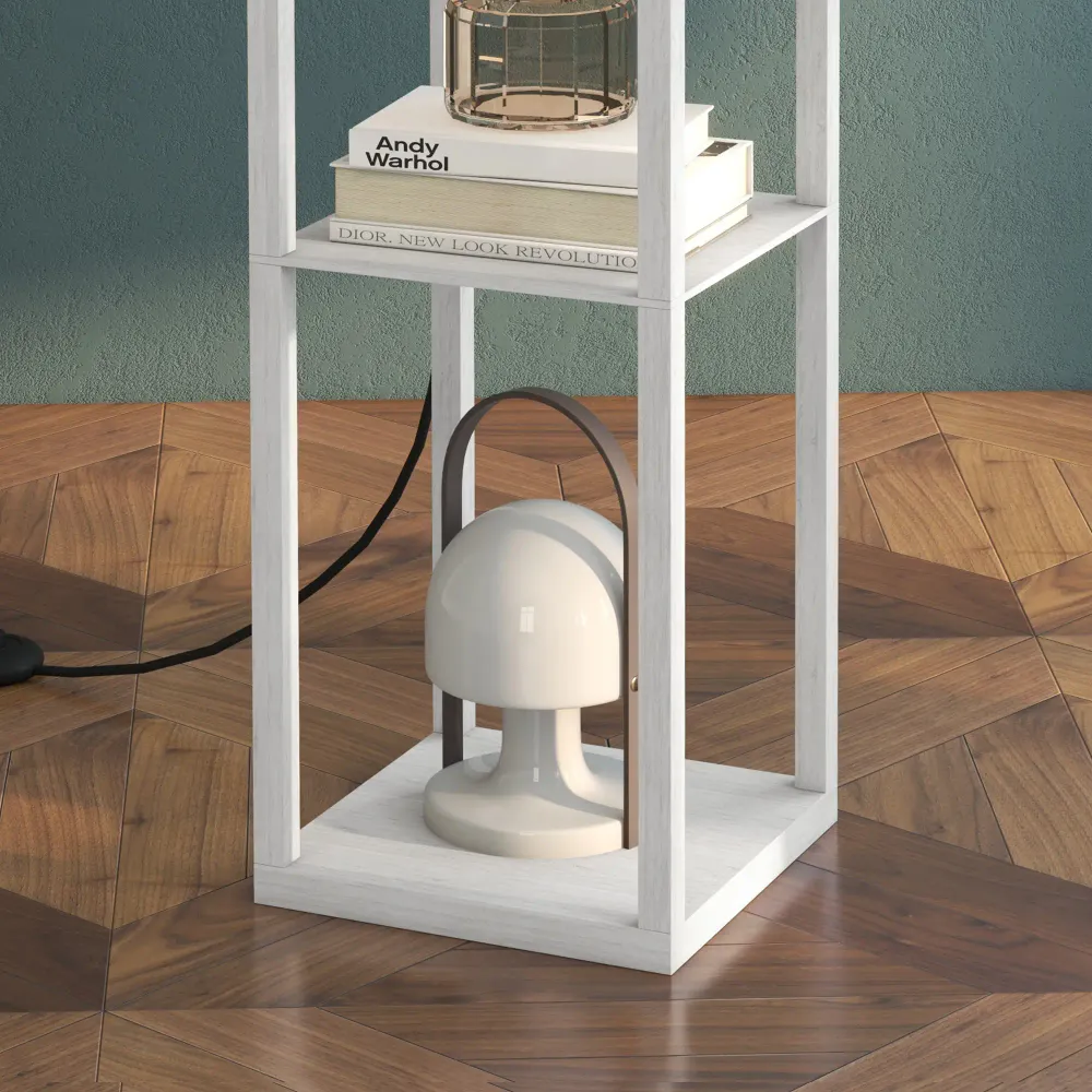 Nancy's Seara Vloerlamp - Staande lamp - Staande Verlichting - Wit - MDF Aosom