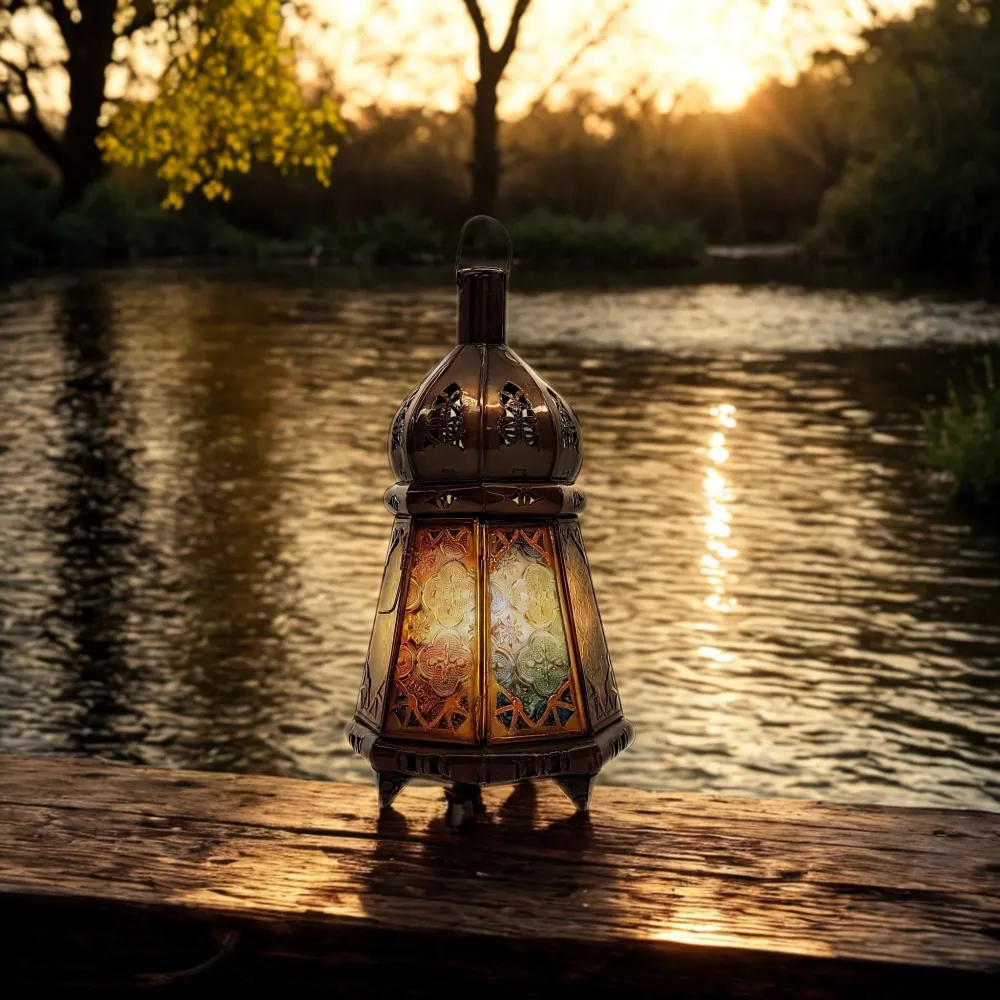 Arabische achthoekige glazen lantaarn MS2 33x17ø