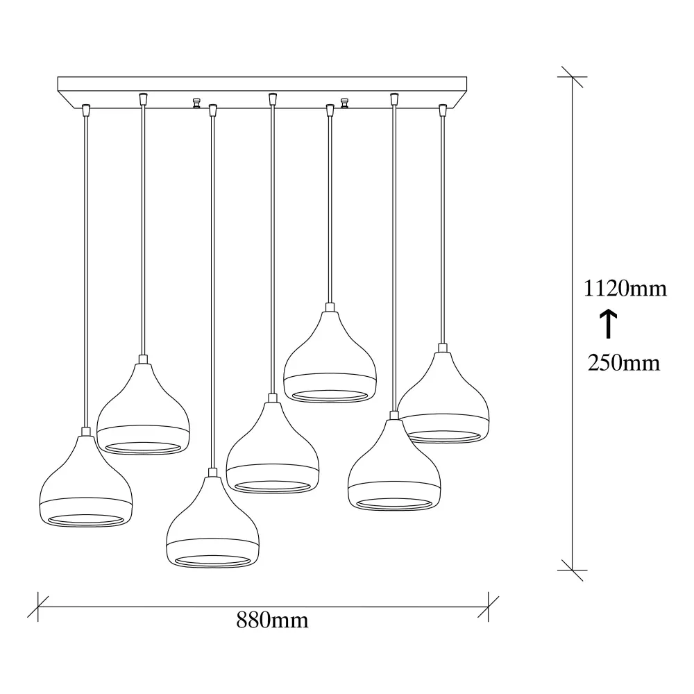 7-lichts hanglamp Grace Asir Group