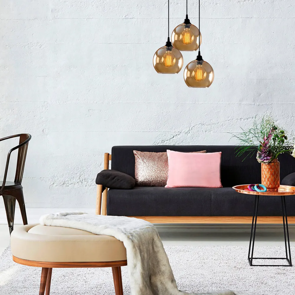Glas hanglamp woonkamer Jack rond 3-lichts Asir Group