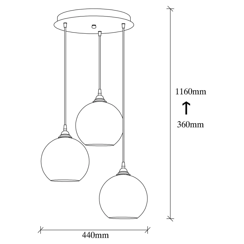 Glas hanglamp woonkamer Jack rond 3-lichts Asir Group