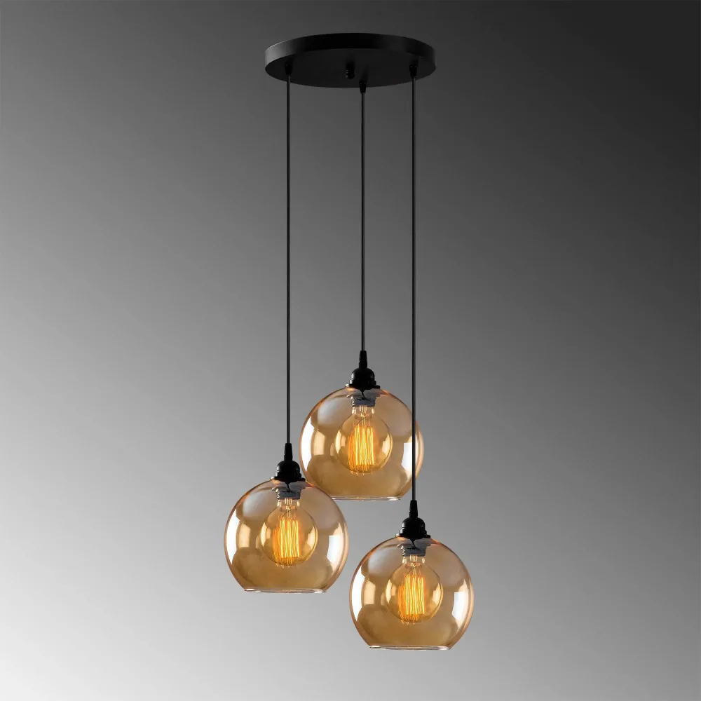 Glas hanglamp woonkamer Jack rond 3-lichts Asir Group