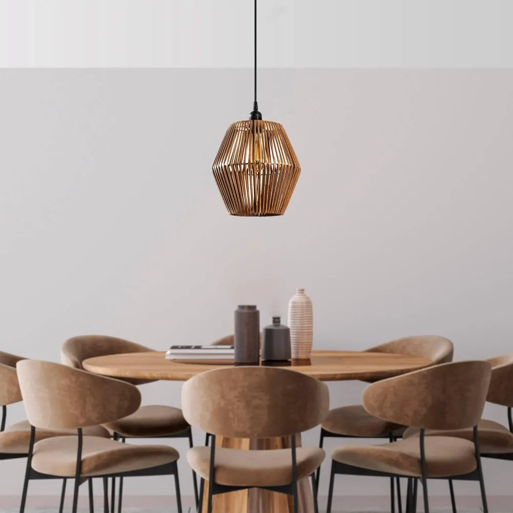 Houten hanglamp woonkamer Gonio Asir Group
