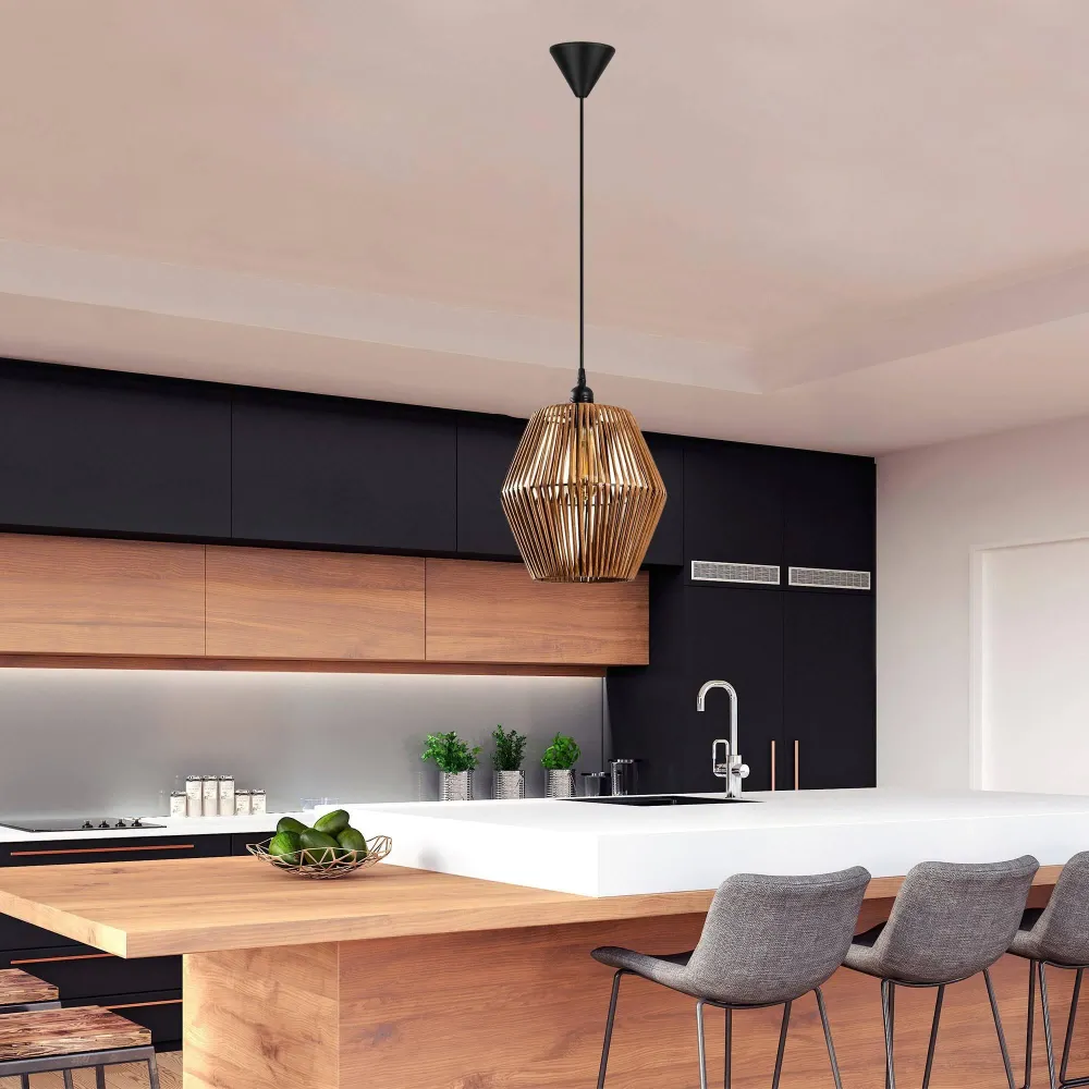 Houten hanglamp woonkamer Gonio Asir Group