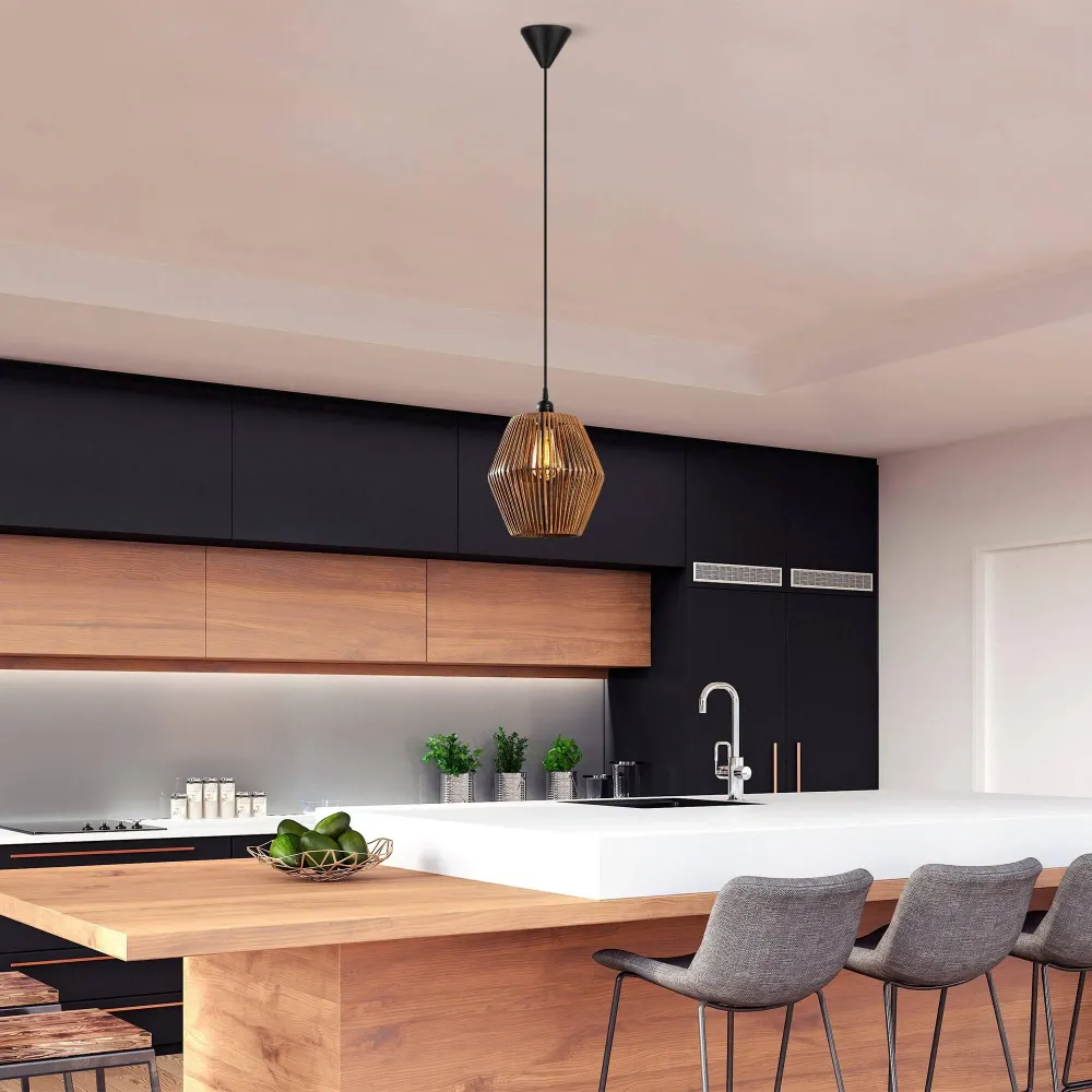Houten hanglamp woonkamer Gonio Asir Group