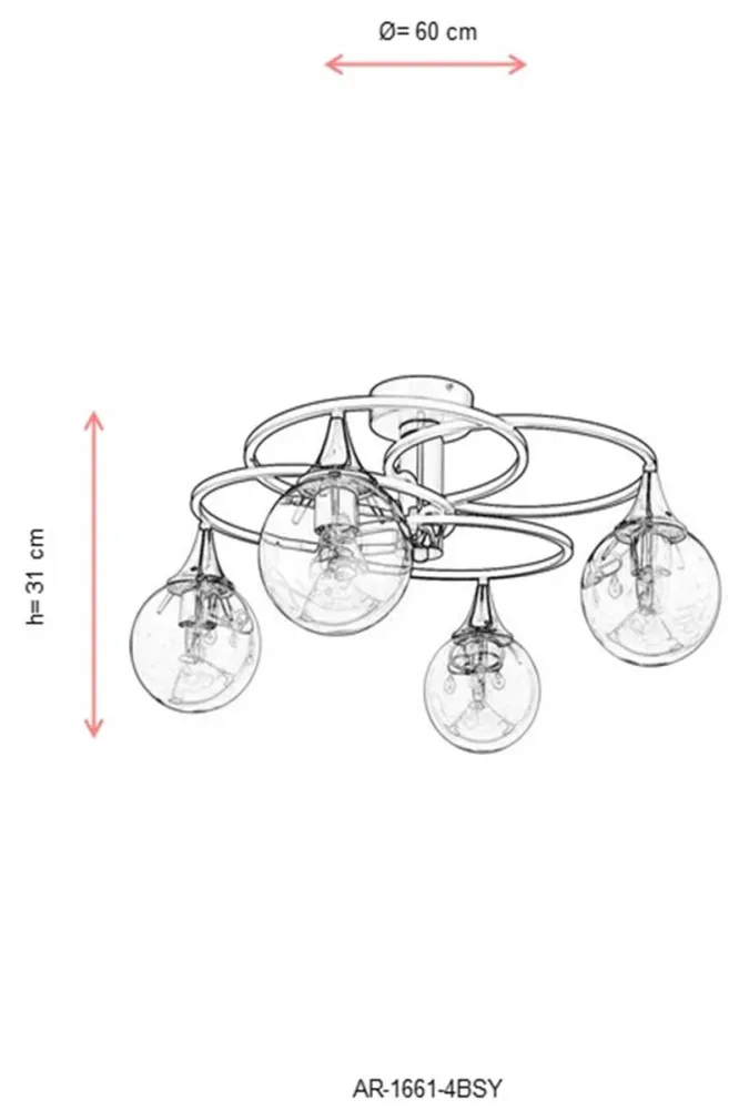Plafondlamp Darnall 4-lichts Asir Group