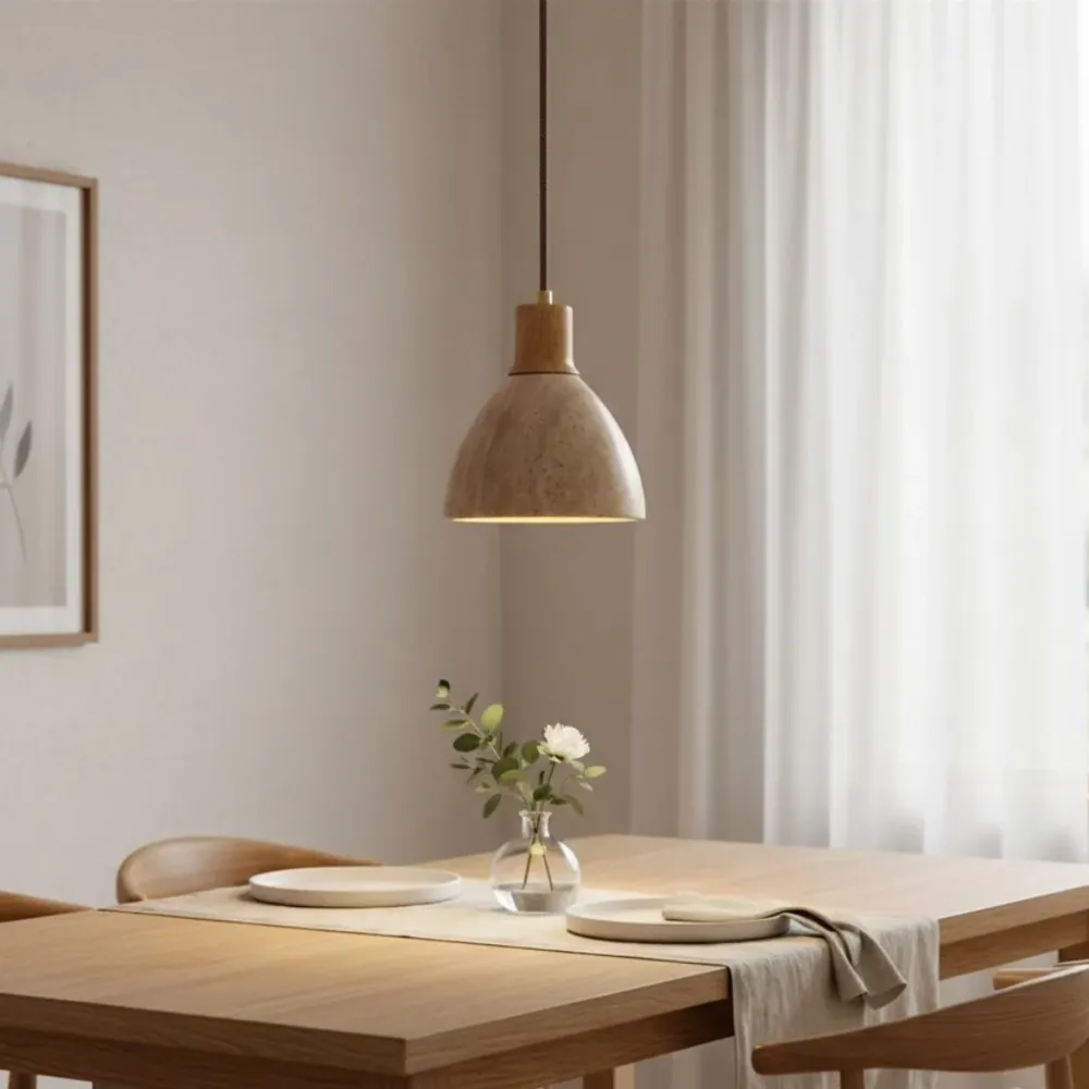 Ajaccio Moderne Natuurlijke Travertijn Hanglamp Walnootkleur At Ease Home Life