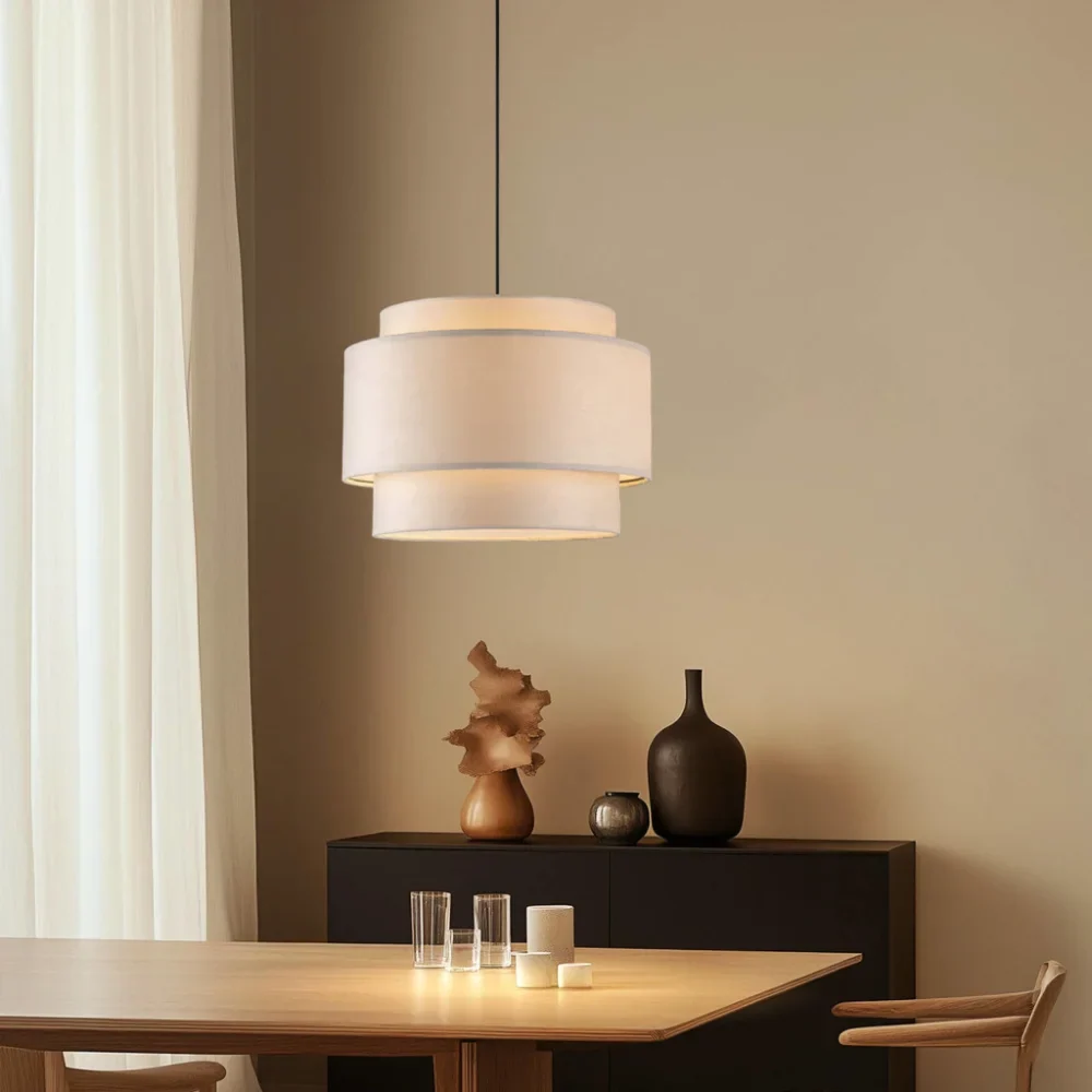Alfheim gelaagde linnen trommel hanglamp At Ease Home Life
