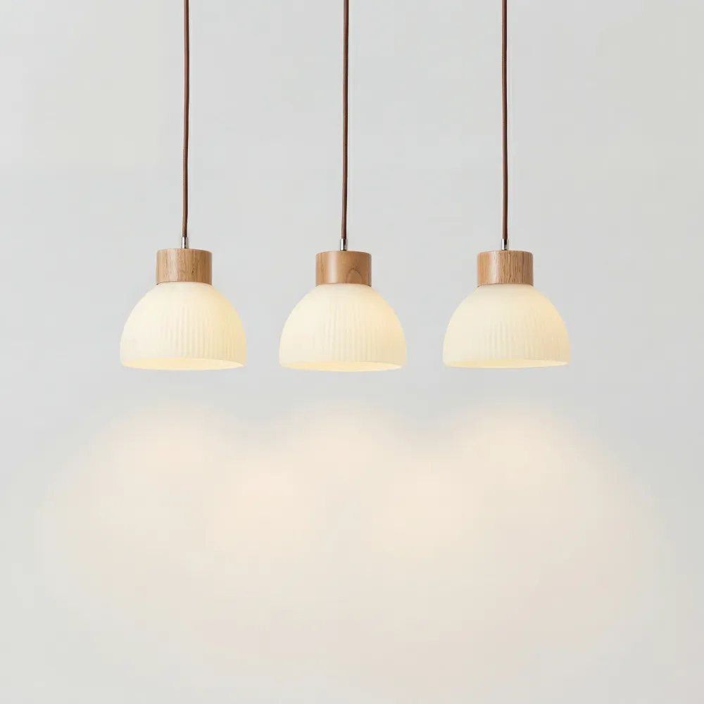 Bragi 3 Lichts Witte Geribbelde Glazen Hanglamp Licht At Ease Home Life