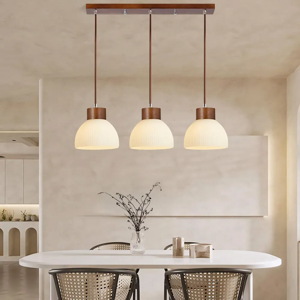 Bragi 3 Lichts Witte Geribbelde Glazen Hanglamp Licht At Ease Home Life