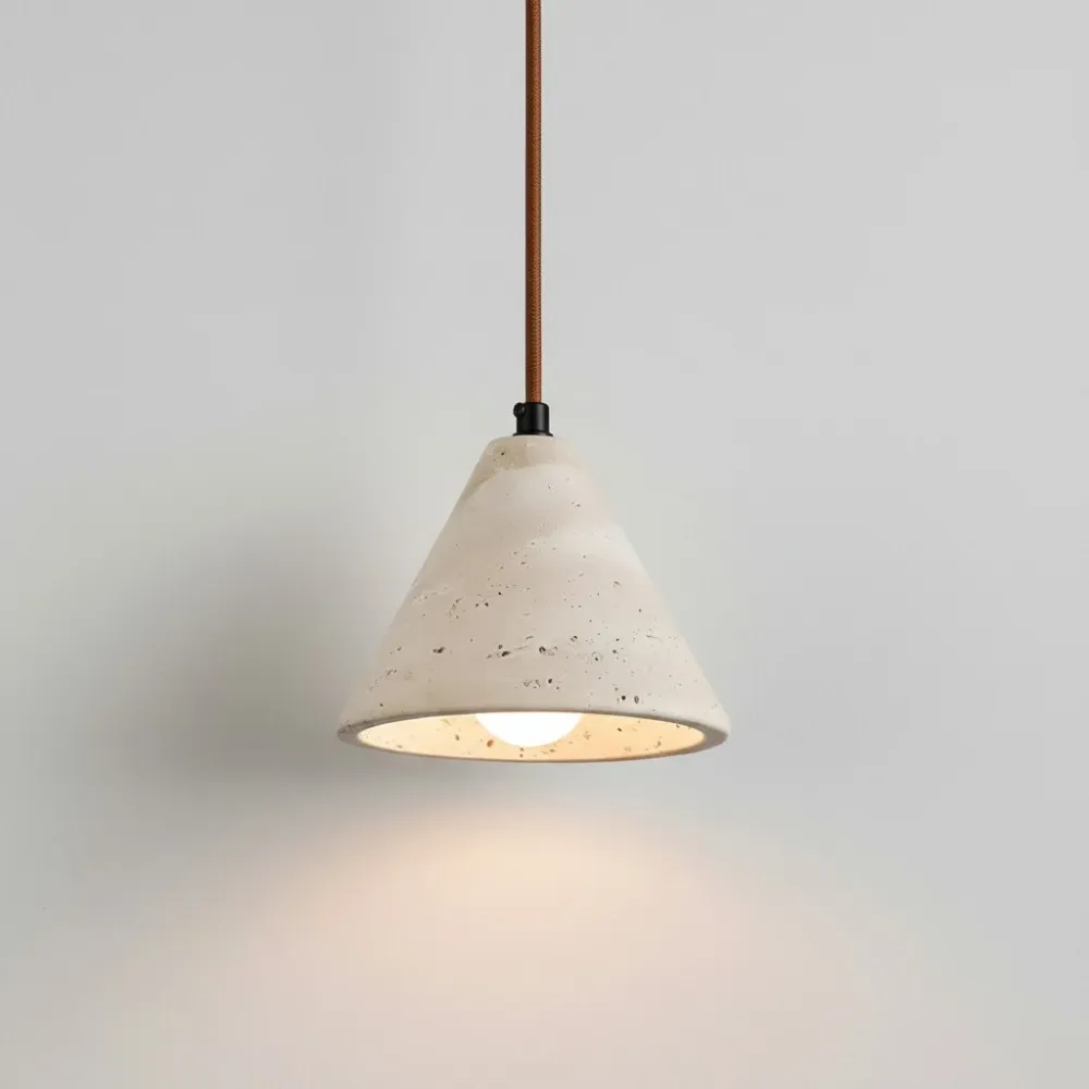 Caspian Natuurlijke Kegelvormige Travertijn Hanglamp At Ease Home Life