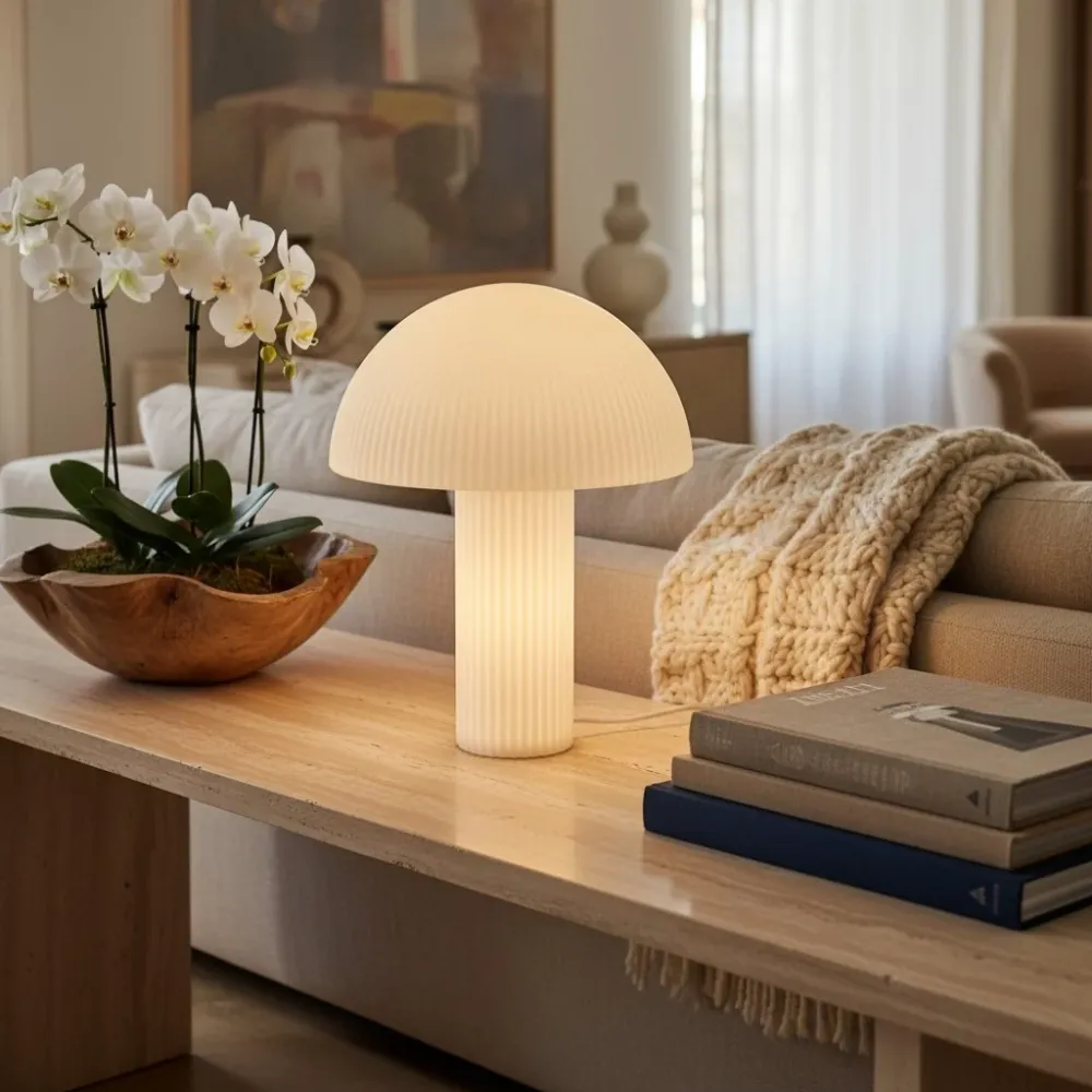 Curvona Opaline glazen paddenstoel tafellamp At Ease Home Life